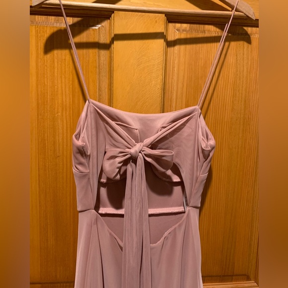 Azazie Ray A-Line Bow Bridesmaid Dress, Dusty Rose, Size 0.  Open Back - Picture 5 of 6